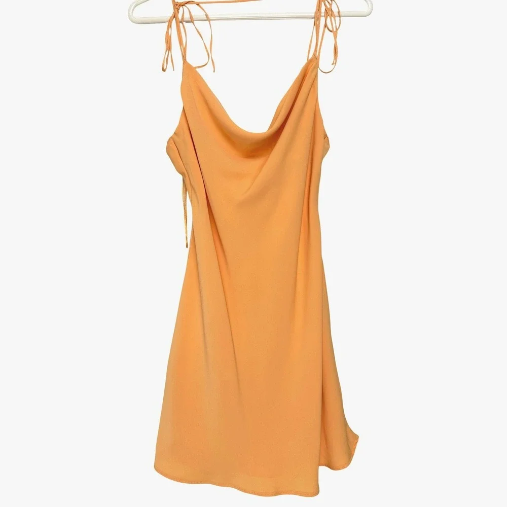 Abercrombie & Fitch Cowl Neck Tie String Slip Dress Orange Mini Dress SP